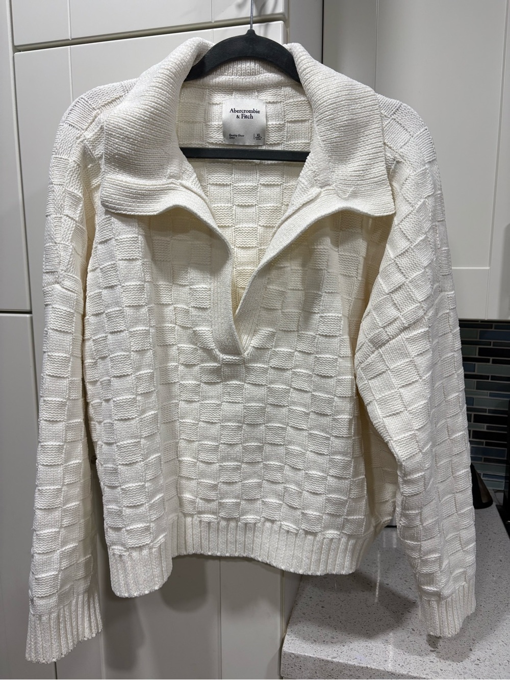 Abercrombie & Fitch checkerboard knit collared sweater